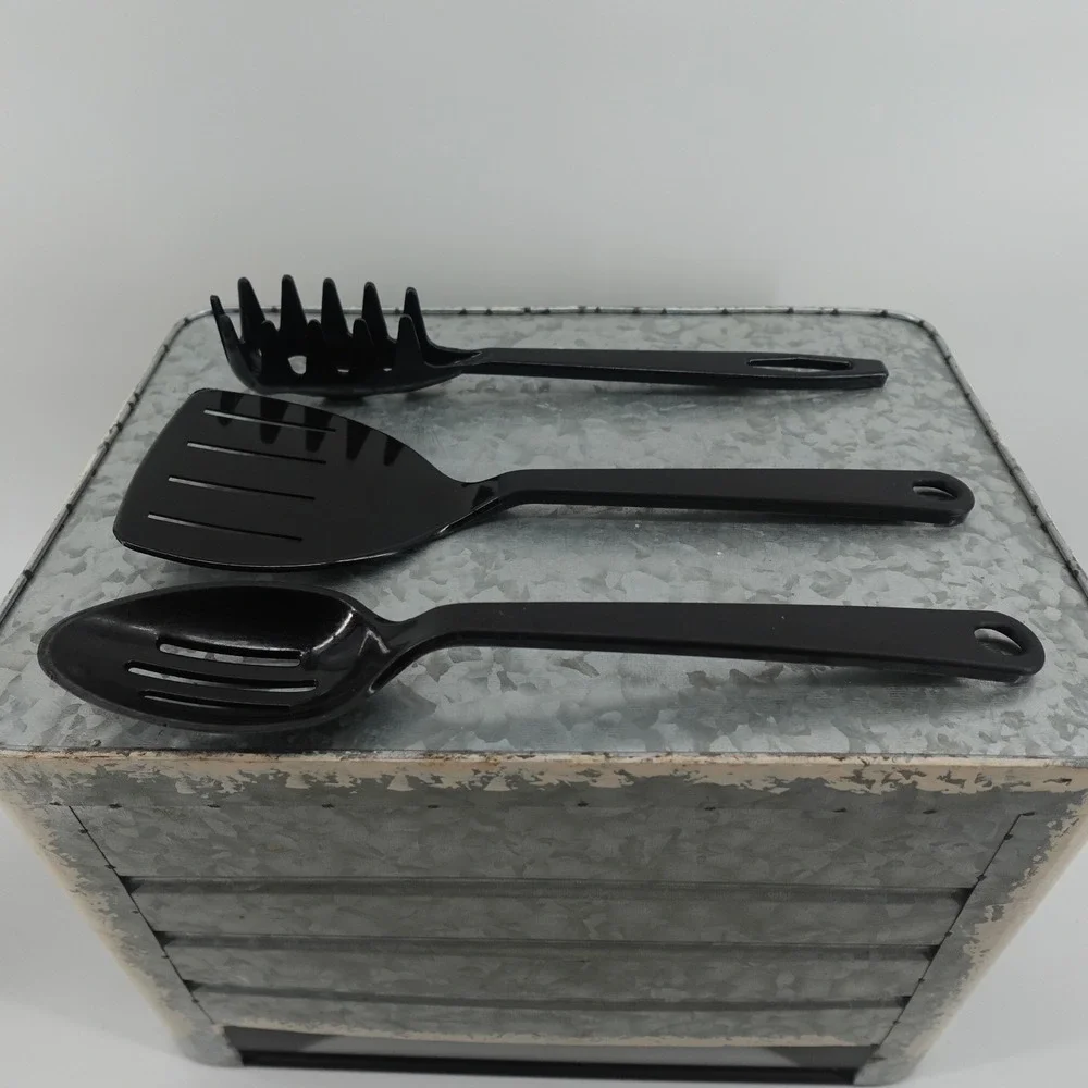 Tailor Made Products 3pc Black Nylon Kitchen Utensil Set Turner Spoon Pasta Fork